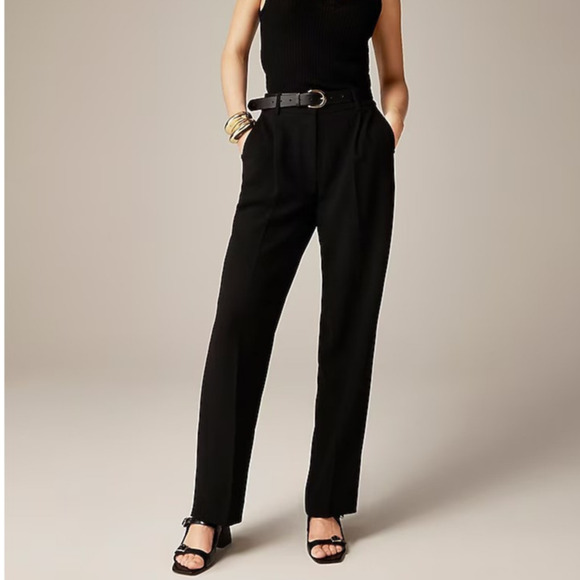 NWT J. Crew Women's Essential Straight Leg Trouser Pant City Crepe Black Size 8 - Picture 1 of 13